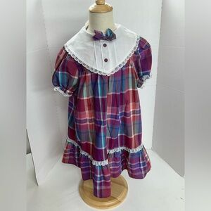 Vintage Plaid Dress with Bow Tie